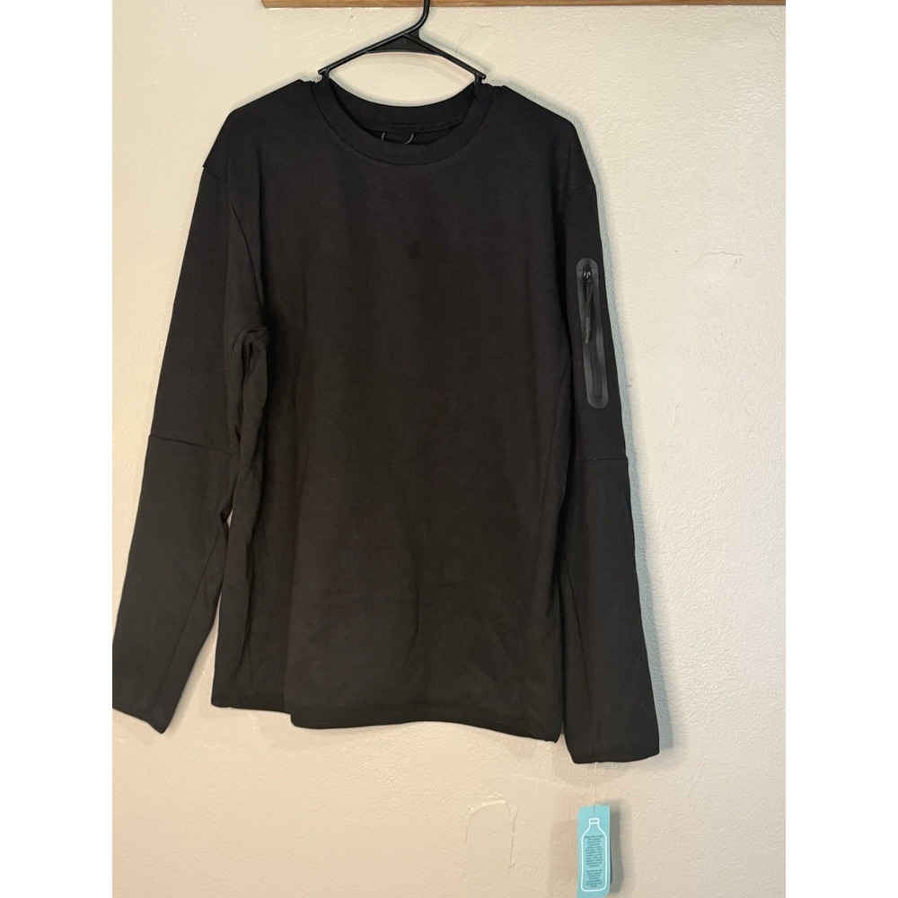 NWT MTA Sweatshirt Men's Large Black Long Sleeve Crewneck With Zipper Pocket
